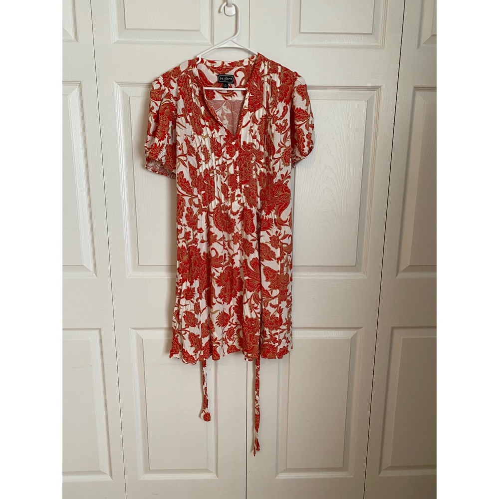 Ivy Street Red Floral Paisley Puff Sleeve Mini Dress Plus Size 2X Boho Rayon
